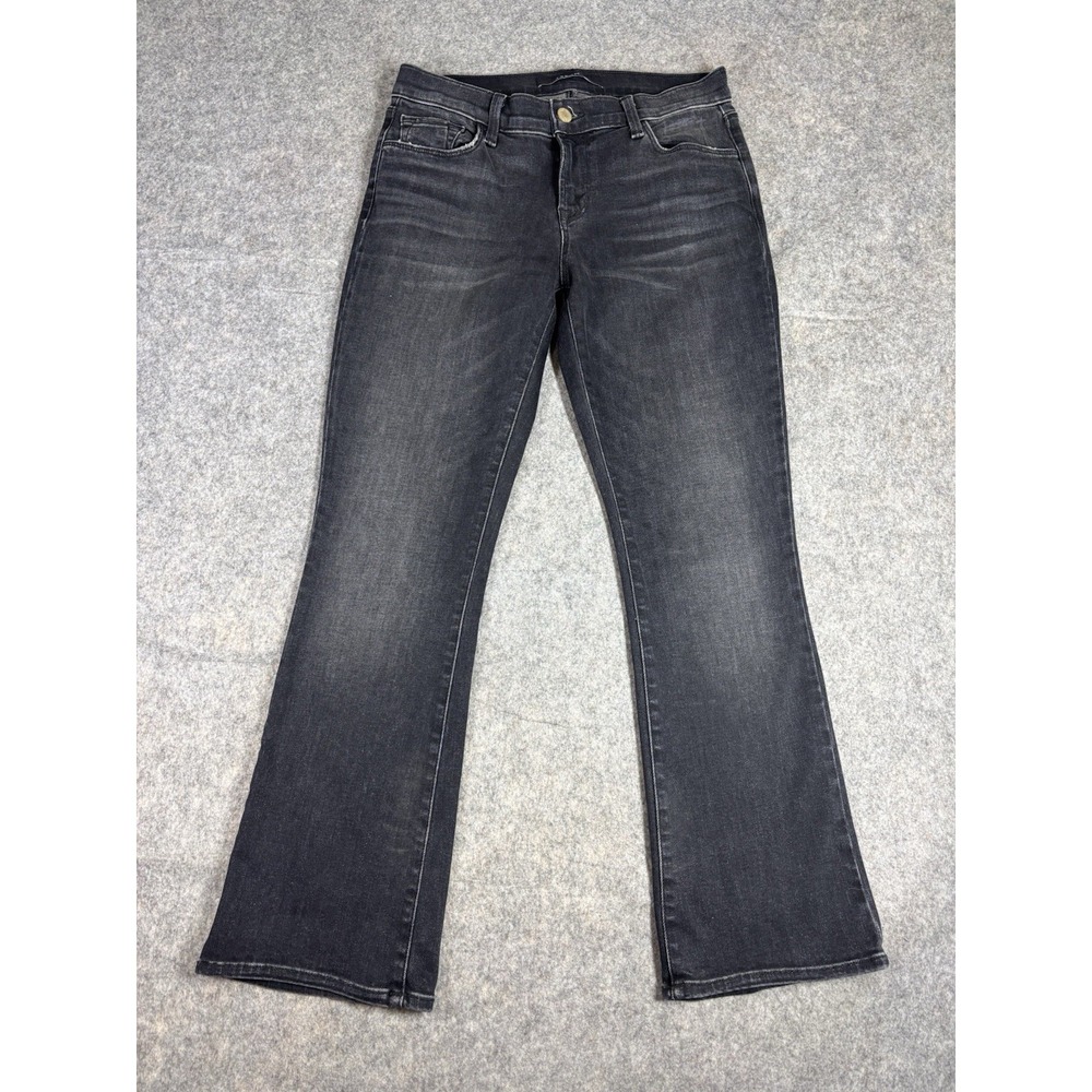 J BRAND Selena Mid Rise Bootcut Crop Jeans Size 26 Black Heath Soft Stretch